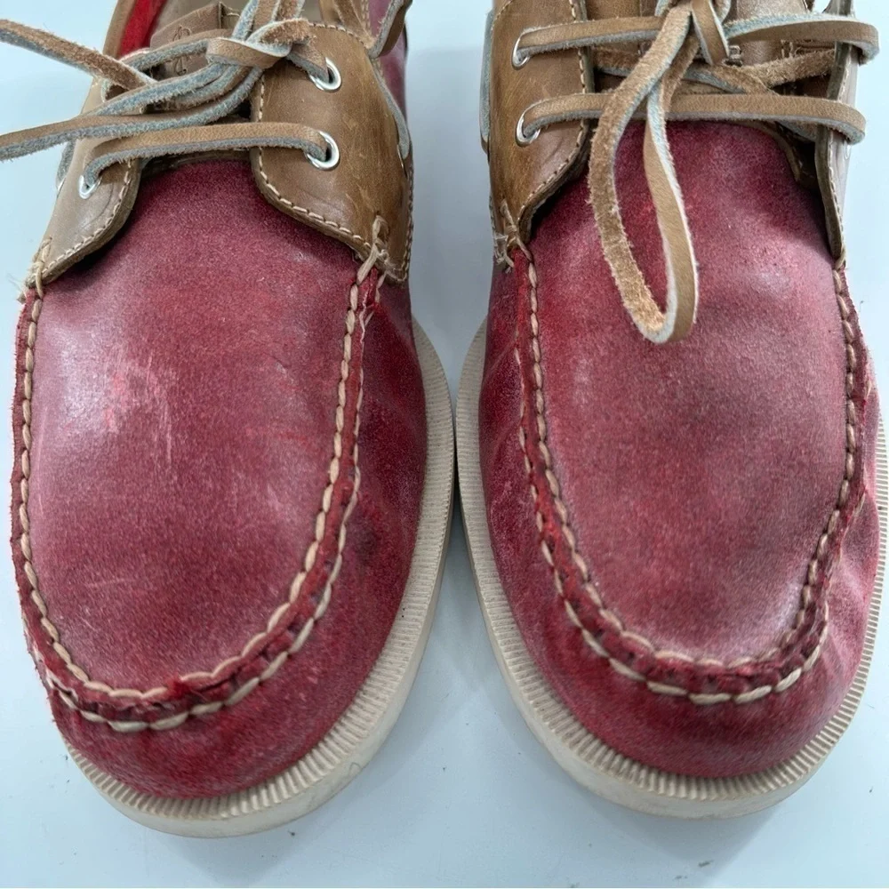 Cole haan yacht club collection boat shoes 9.5 red brown leather vintage 90s